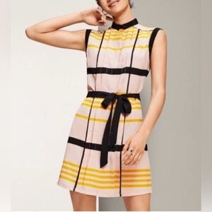 Jason Wu for Target Sleeveless Striped Pleated Dress Pink Black Yellow Size XS